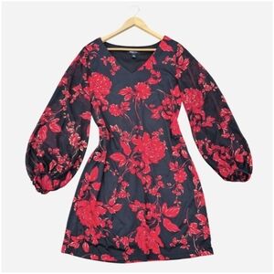 RN Studio Elegant Black and Red Floral Dress Women's Size 16